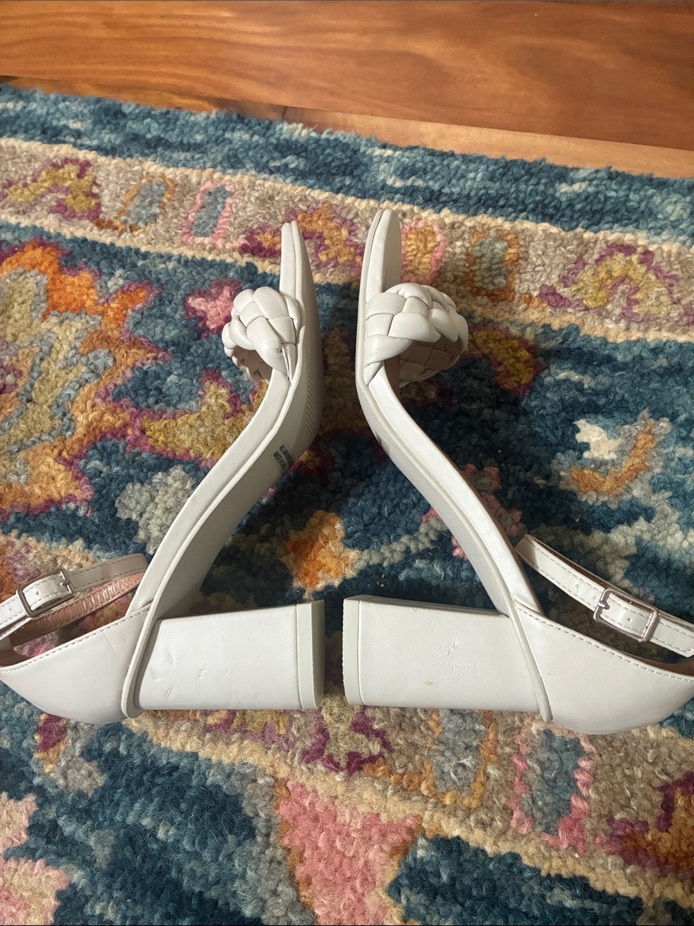 DV Dolce Vita Braided Strap Ivory Block Heel Sandals SZ 7 - Picture 5 of 10